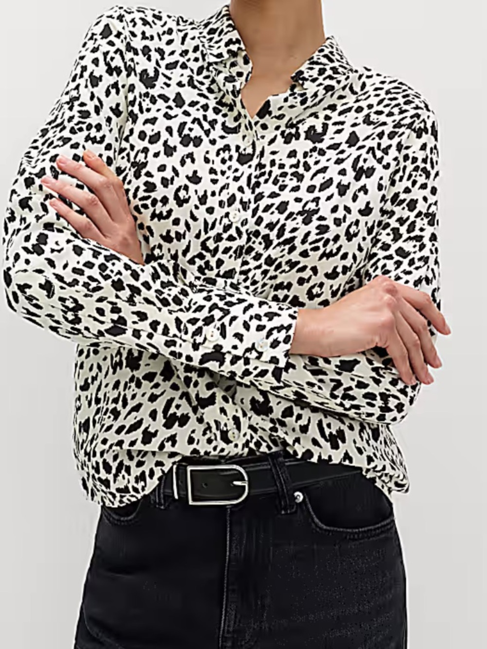 White House Black Market Animal Print Blouse Size 4